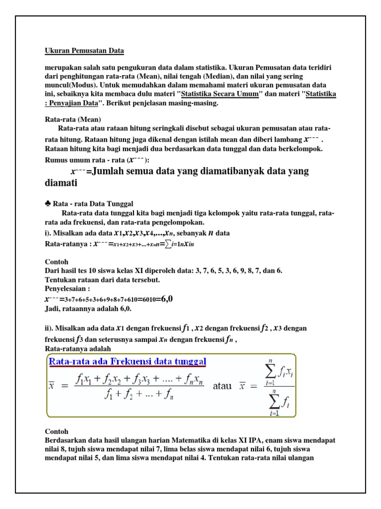 Ukuran Pemusatan Data Docxvesa Docx