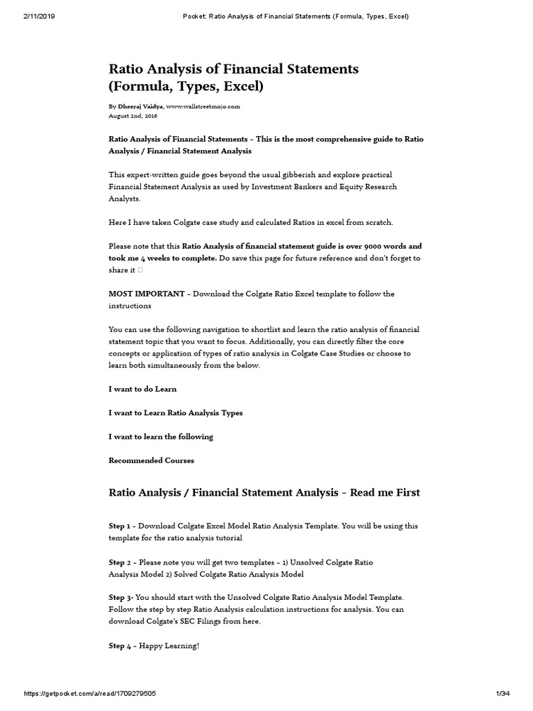 Financial Statement Ratio Analysis Guide | PDF | Revenue | Cost Of ...
