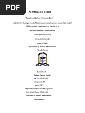 An Internship Report Recruitment System Of Grameen Bank