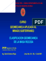 Clasificación geomécanica de la masa rocosa