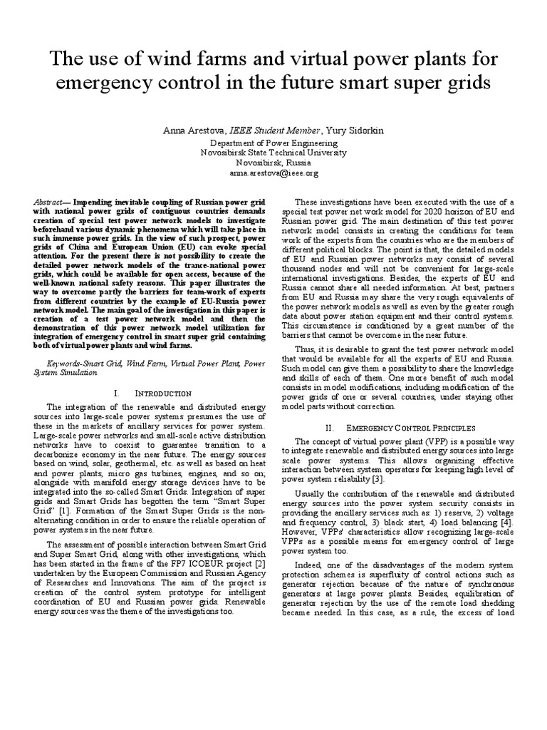 The Use of Wind Farms and Virtual Power Plants For Emergency Control in ...