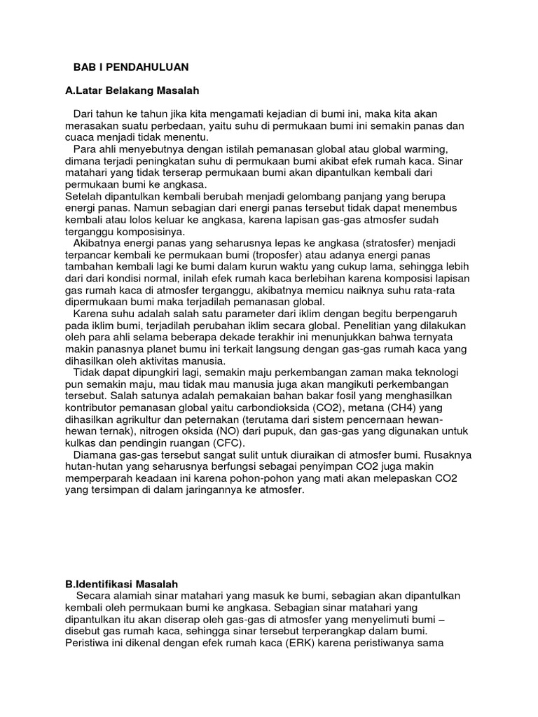 Contoh Daftar Isi Makalah Efek Rumah Kaca
