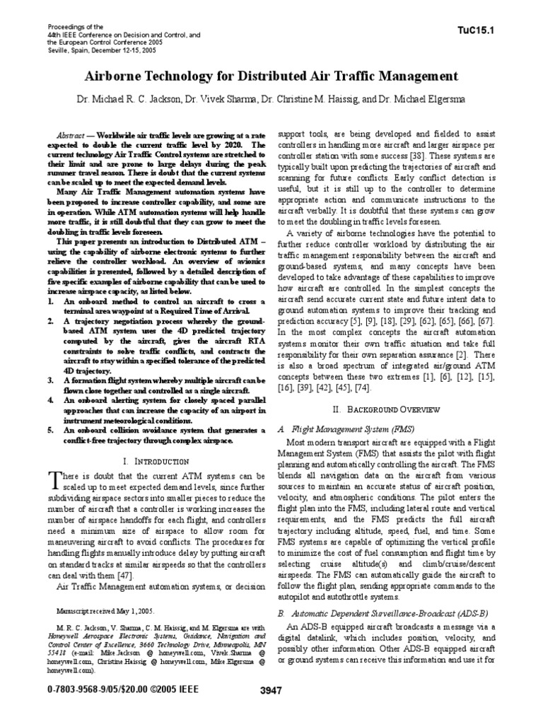 Airborne Technology For Distributed Air Traffic Management | PDF | Air ...