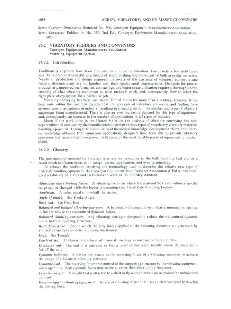 Materials Handling Handbook Vibrating Feeder