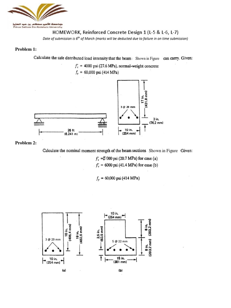 Reinforced Concrete Design Homework | PDF