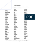 2 Mnemonics Worksheet Spellings