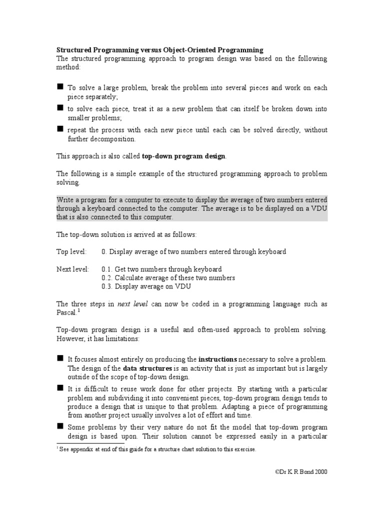 Structured Programming Versus Object-Oriented Programming | PDF ...