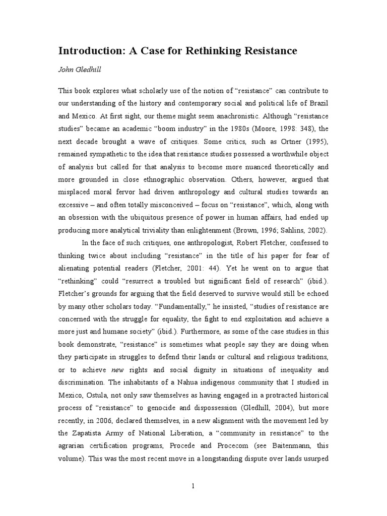 Resistance Intro Gledhill PDF | PDF | Antonio Gramsci | Hegemony
