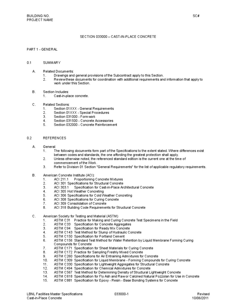 Concrete Example Specification PDF Concrete Cement