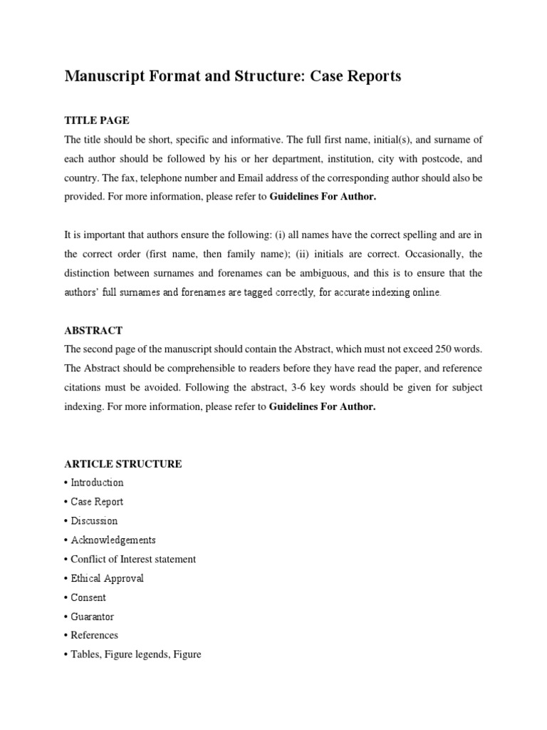 Manuscript Case Report Docx Conflict Of Interest Citation