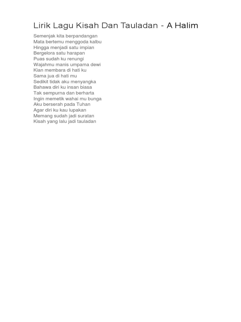 Lirik Lagu Kisah Dan Tauladan A Halim Pdf
