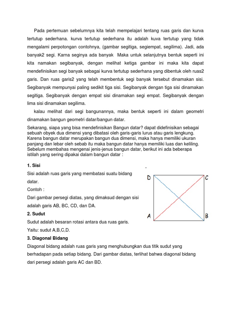 Pengertian Dan Sifat Sifat Bangun Datar