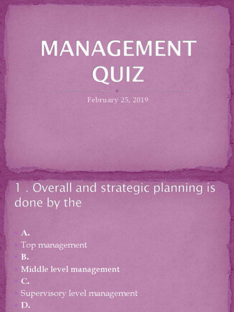 Management Quiz Questions and Answers | PDF | Psychological Concepts ...