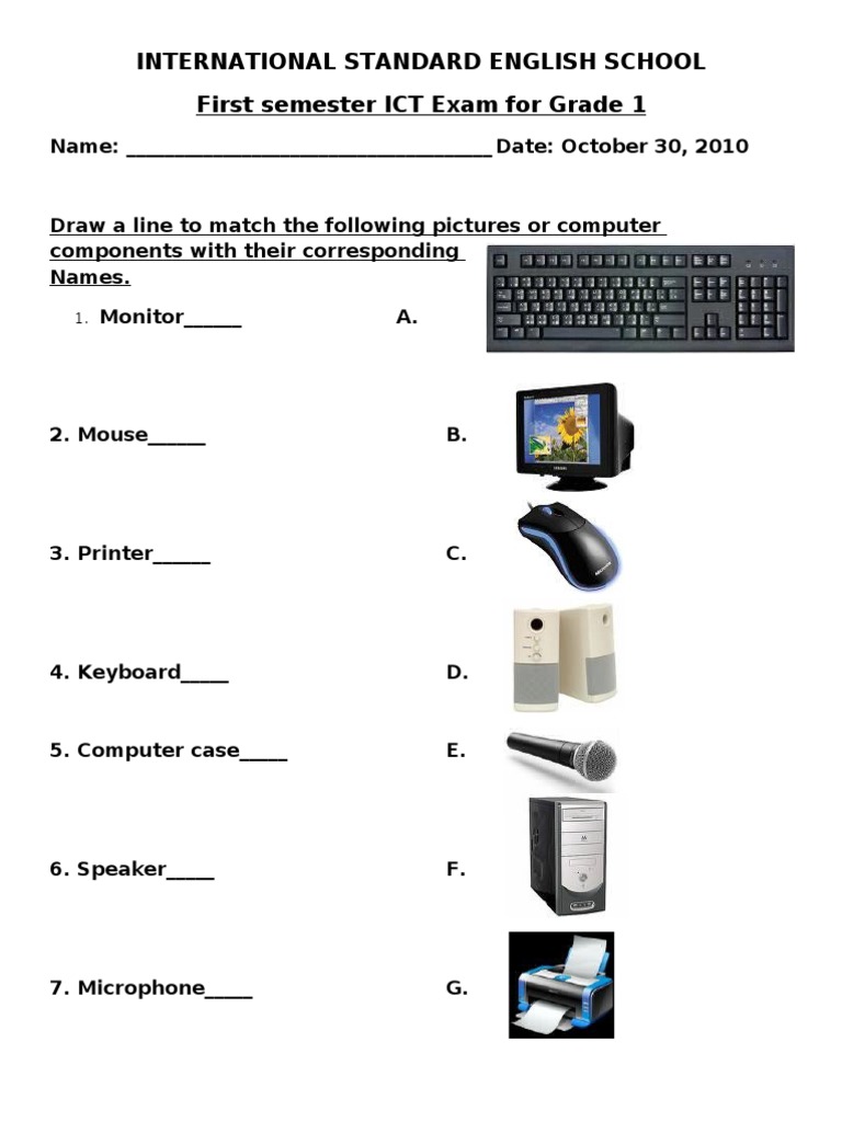 ICT exams Input/Output Computer Data Storage