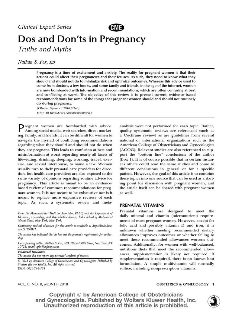 Dos and Donts in Pregnancy | PDF | Preterm Birth | Pregnancy