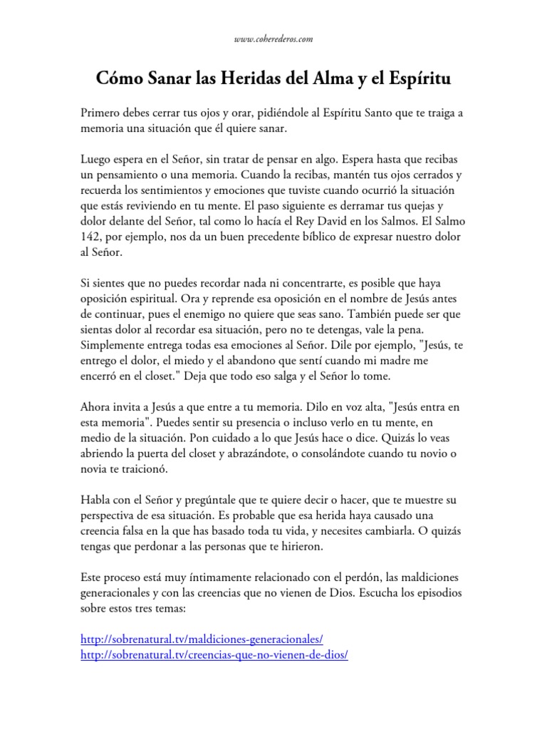 Sanar las Heridas del Alma y el Espíritu | PDF | Oración | Alma