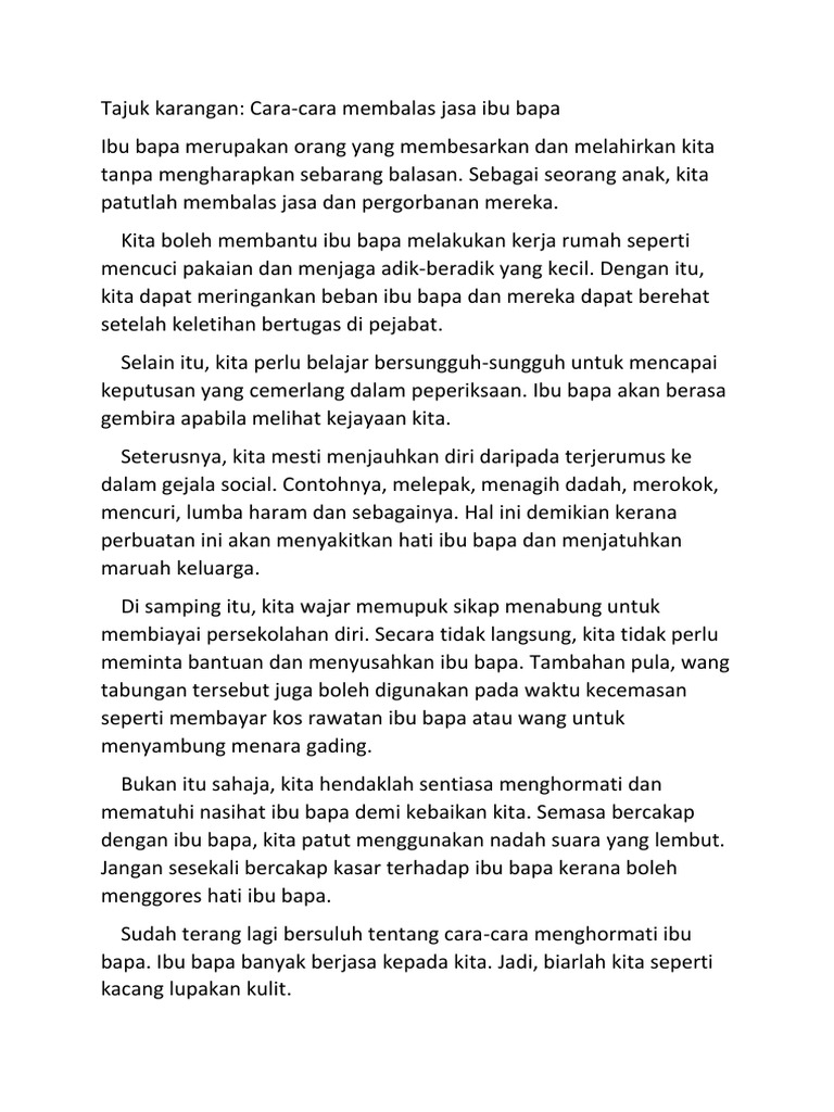 Cara Cara Menghormati Jasa Ibu Bapa Pdf