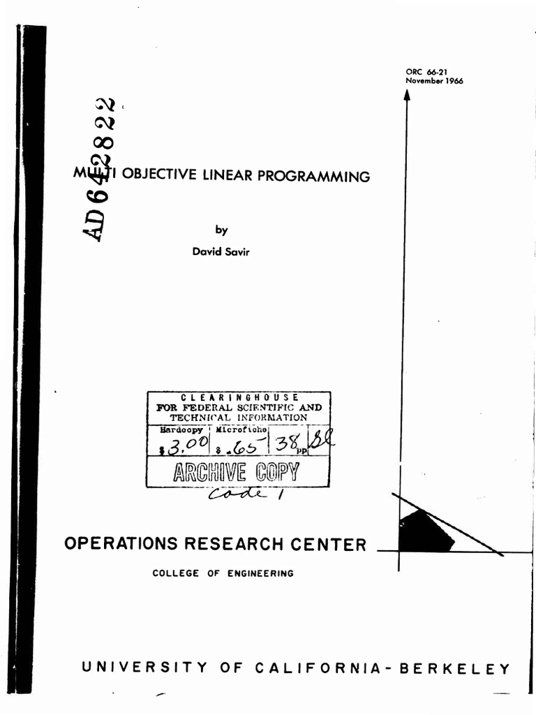 MULTI-OBJECTIVE Linear Programming | PDF | Mathematical Optimization ...