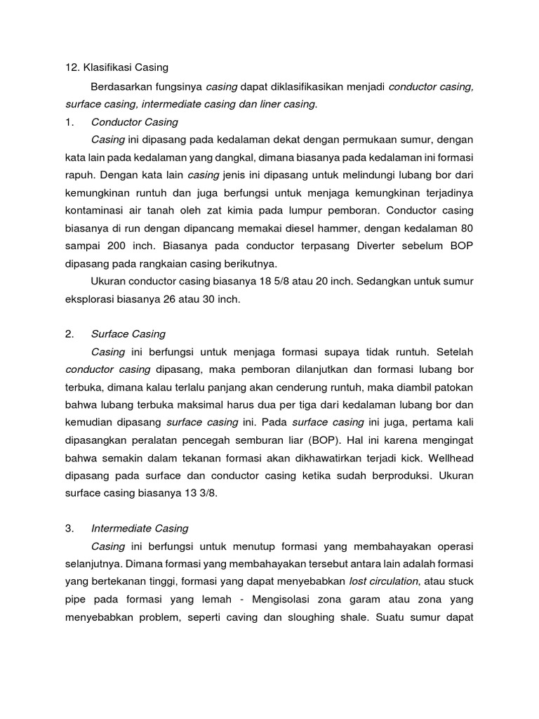 Klasifikasi dan Ukuran Casing Pemboran | PDF