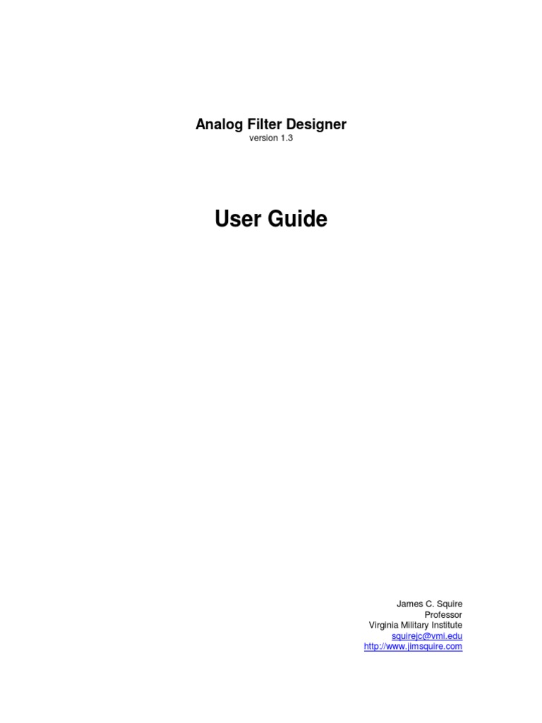 User Guide: Analog Filter Designer | PDF | Filter (Signal Processing ...