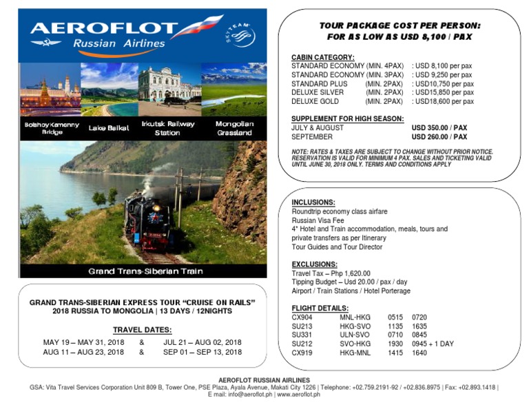 Grand Trans-Siberian Express Costs | PDF | Aviation | Transport