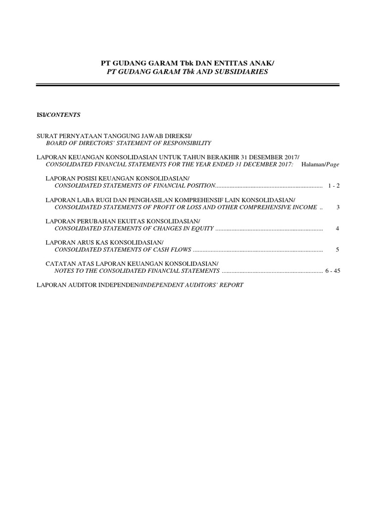 Laporan Keuangan PT Gudang Garam TBK 31 Dec 2017 (Color) PDF | PDF