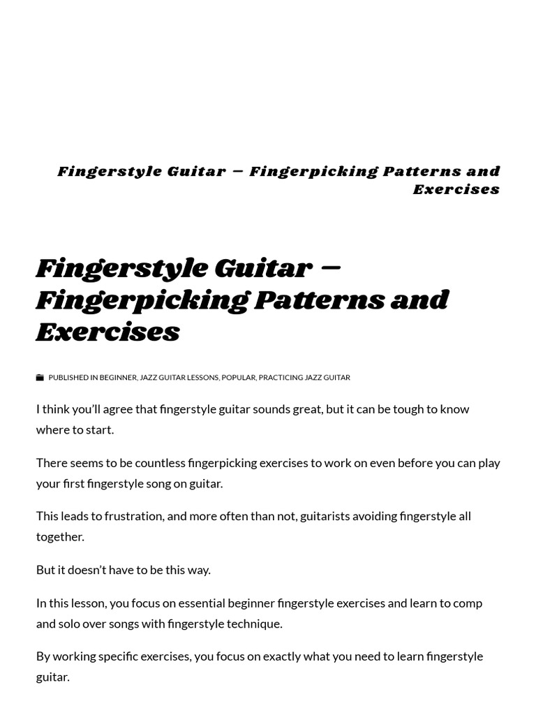 Beginner Fingerstyle Guitar Exercises | PDF | Bass Guitar | Classical Music