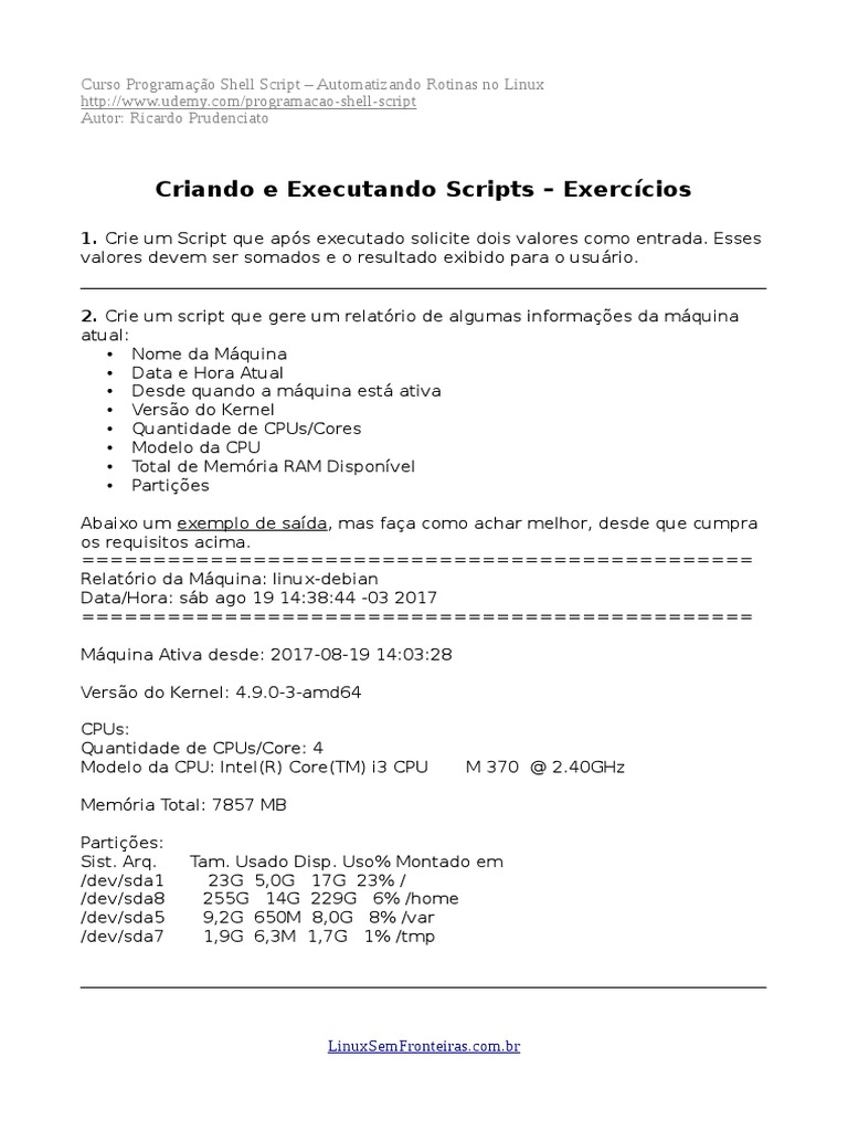 Curso de Shell Script: Automatizando Linux | PDF | Linguagem de script ...