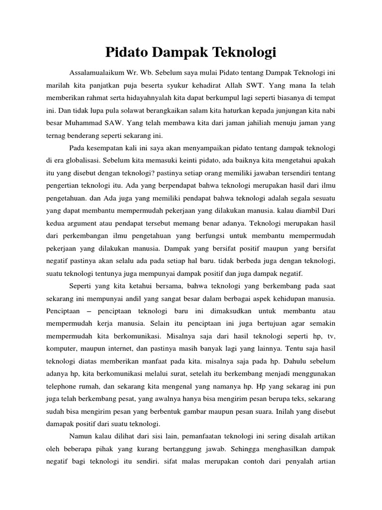 Pidato Dampak Teknologi