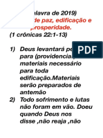 (Palavra de 2019) Tempo de paz, edificação e prosperidade.