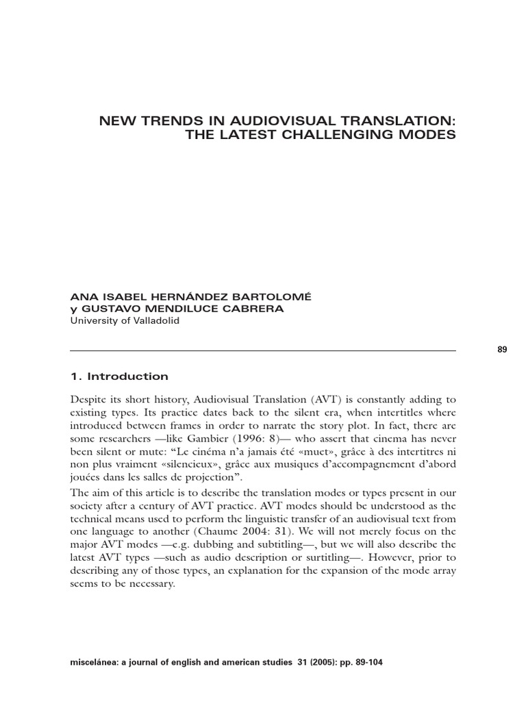 New Trend in Audiovisual Translation PDF PDF Applied Linguistics
