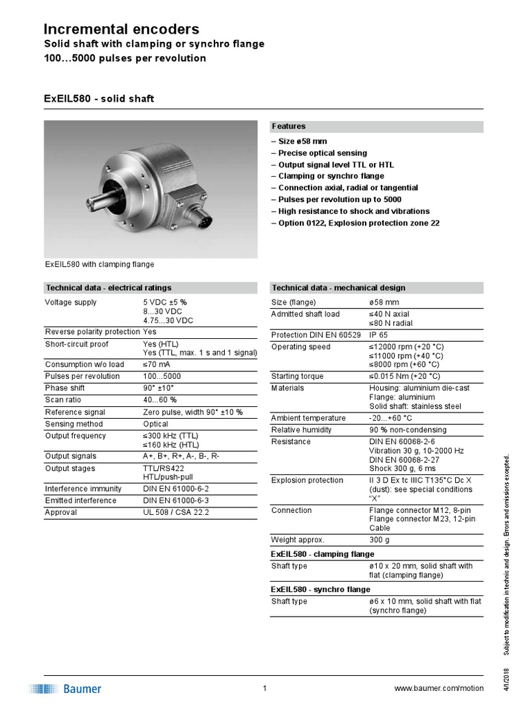 ExEIL580 Incremental Encoder Overview | PDF | Electrical Components ...