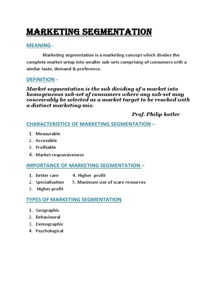 Marketing Segmentation | PDF | Market Segmentation | Marketing