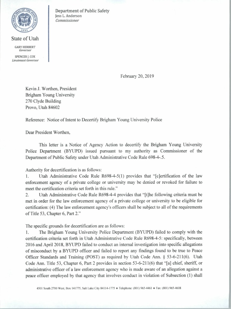 BYU Letter | PDF