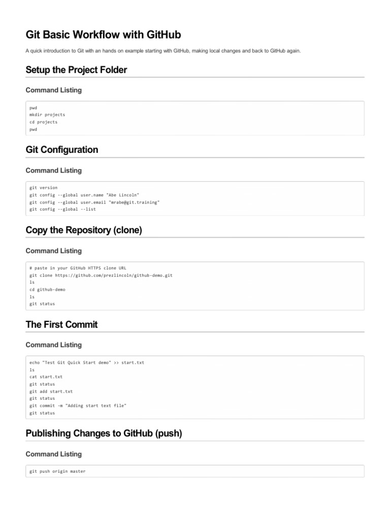 Git Basic Workflow With Github: Setup The Project Folder | PDF