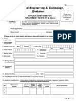 University of Engineering & Technology, Peshawar: Application Form For Employment in Bps-17 & Above