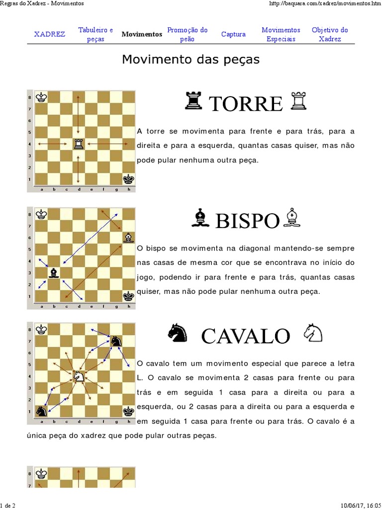 Portal do Professor - Xadrez os diferentes movimentos das peças no