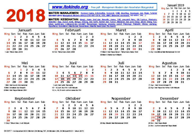 Kalender 2018 - Landscape | PDF | Public Holiday | Observances