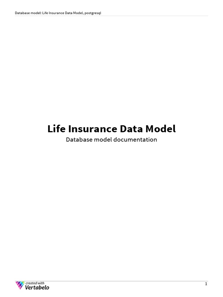 Life Insurance Data Model Overview | PDF | Postgre Sql | Databases