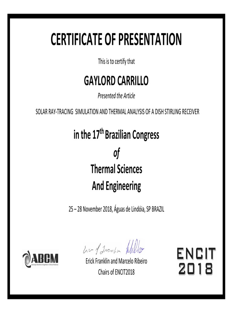 Certificado de Presentación PDF | PDF