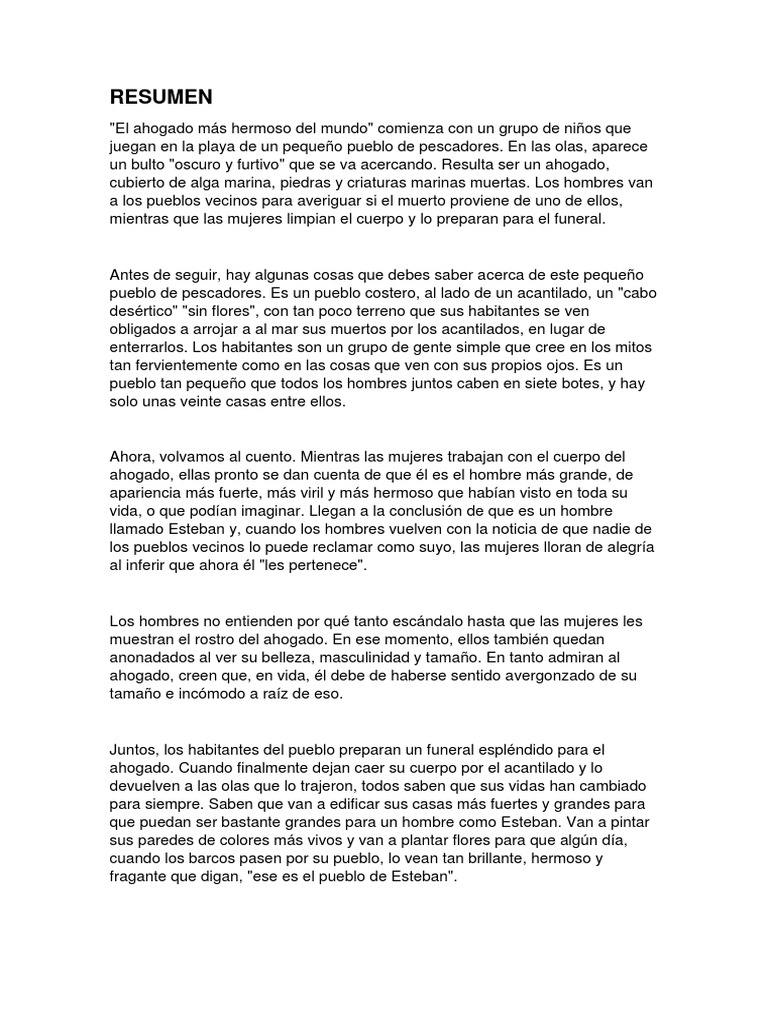 Resumen El Ahogado Más Hermoso Del Mundo