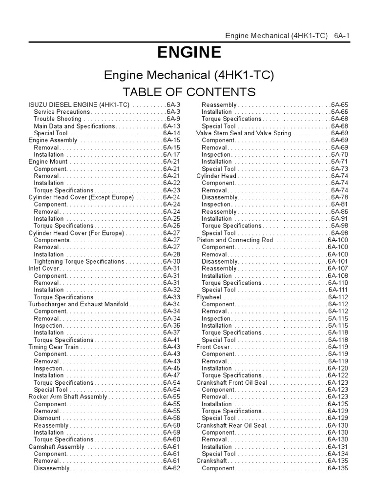 6a 4hk1 Engine Mechanical | PDF | Turbocharger | Fuel Injection