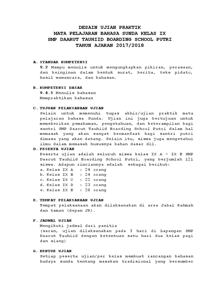 Basa Sunda Desain Ujian Praktik