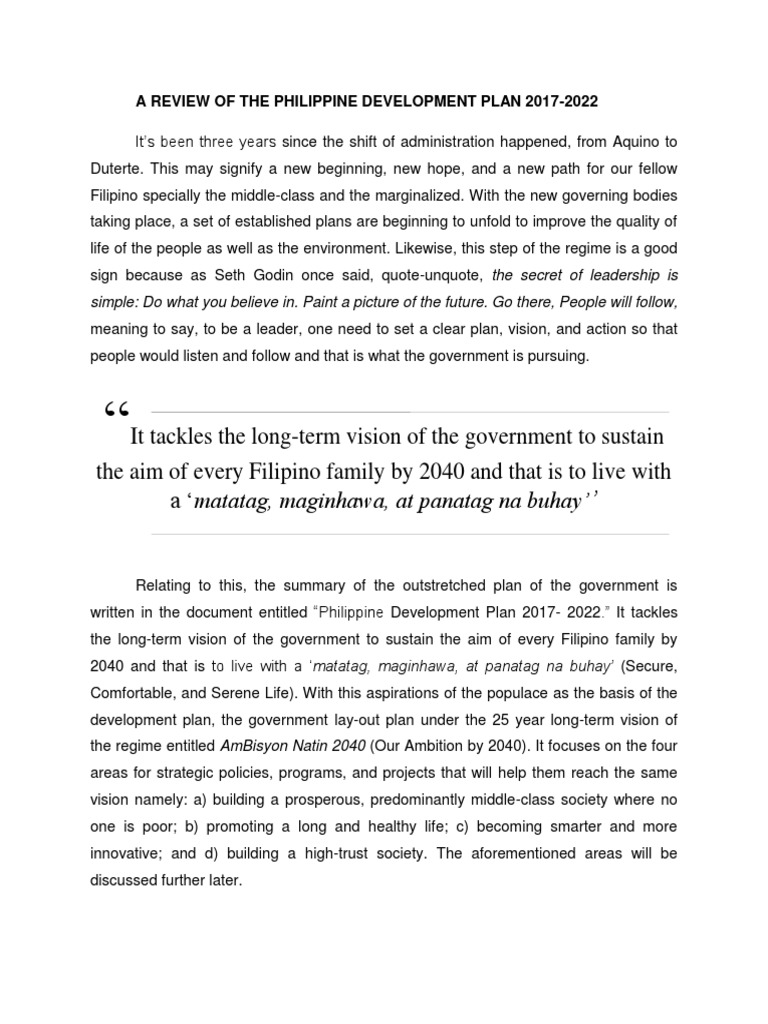 Review of Philippine Development Plan 2022 | PDF | Invention | Economic ...