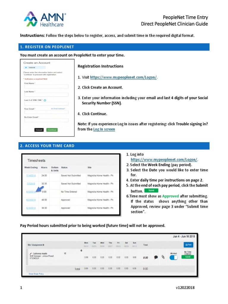 Kaiser PeopleNet AV Clinician Registration and Time Entry | PDF | Computing  | Business