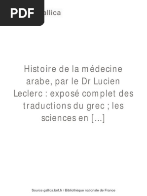 Histoire De La Medecine Arabe Leclerc Lucien Pdf Bibliotheques De