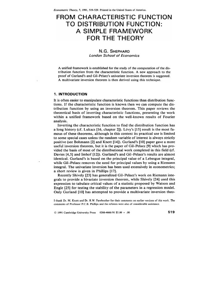 From characteristic function pdf pdf convolution statistical theory