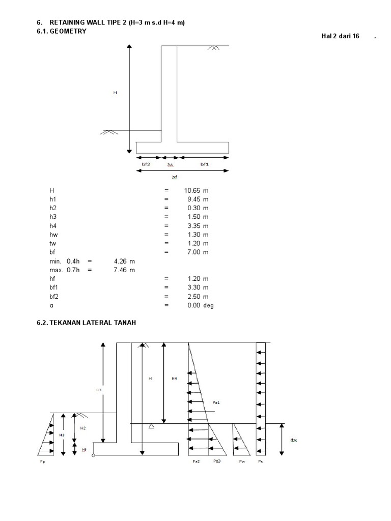 Cara Perhitungan (RETAINING WALL) Composite Material Civil Engineering