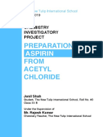Chemistry Investigatory Project Class 12 - Preparation of Aspirin From Acetyl Chloride.