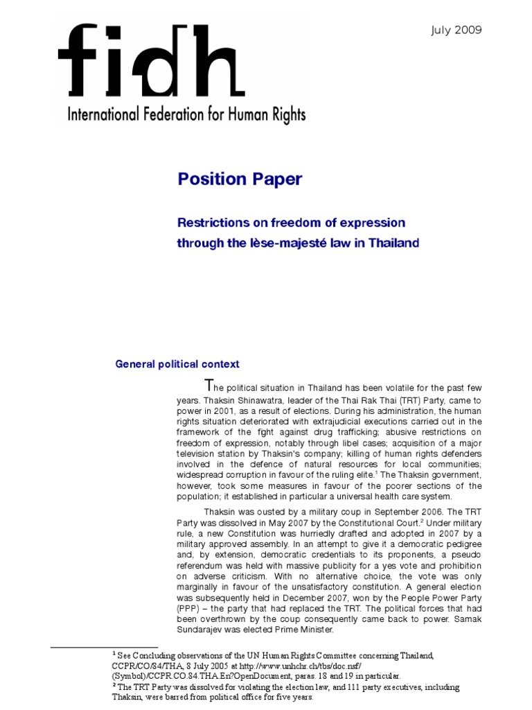Lèse-Majesté Law's Impact on Thai Politics | PDF | Defamation | Crime ...